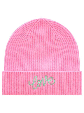 Zwillingsherz Damen Kaschmir-Mütze Love (100% Cashmere) - Pink/Neon Grün