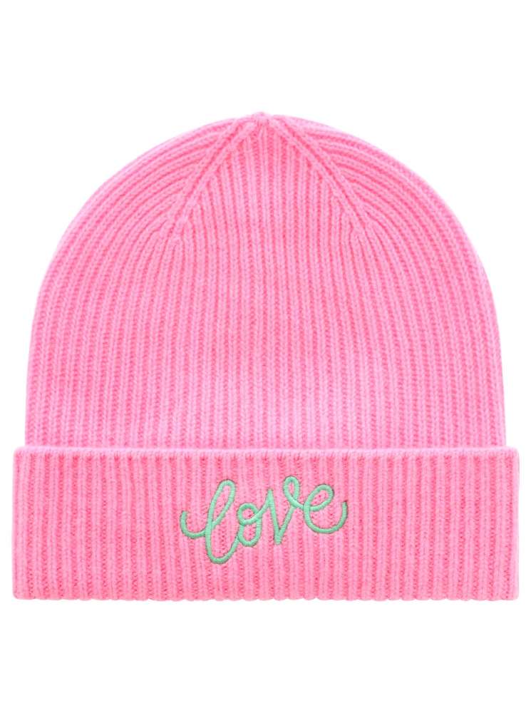 Zwillingsherz Damen Kaschmir-Mütze Love (100% Cashmere) - Pink/Neon Grün