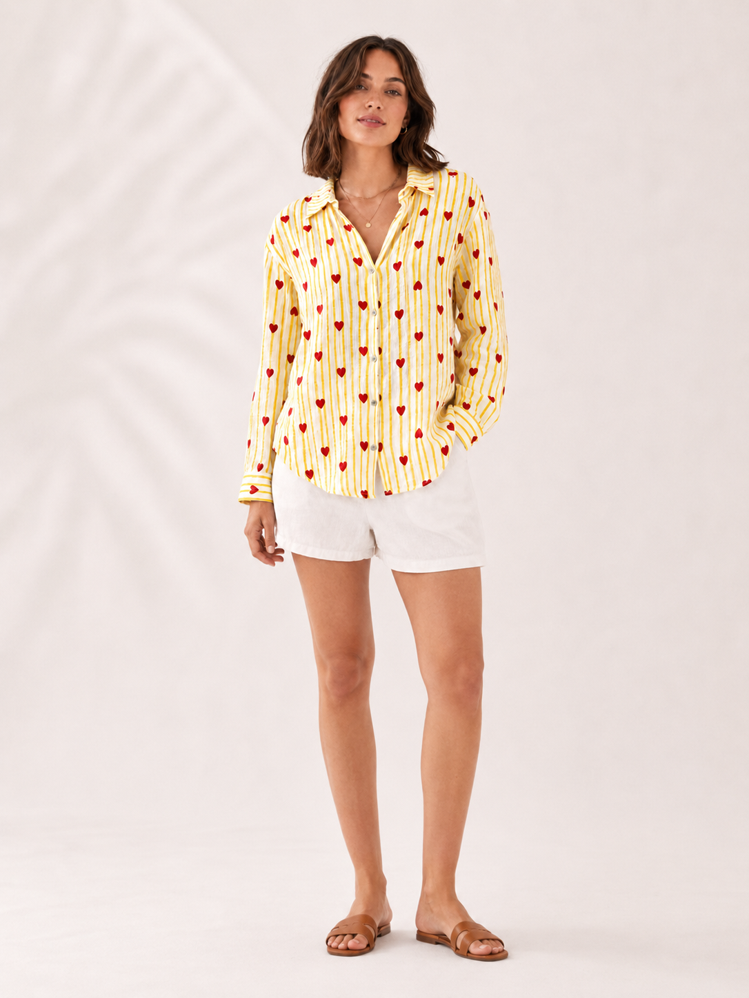 Musselin-Bluse Streifen & Herzen - Gelb
