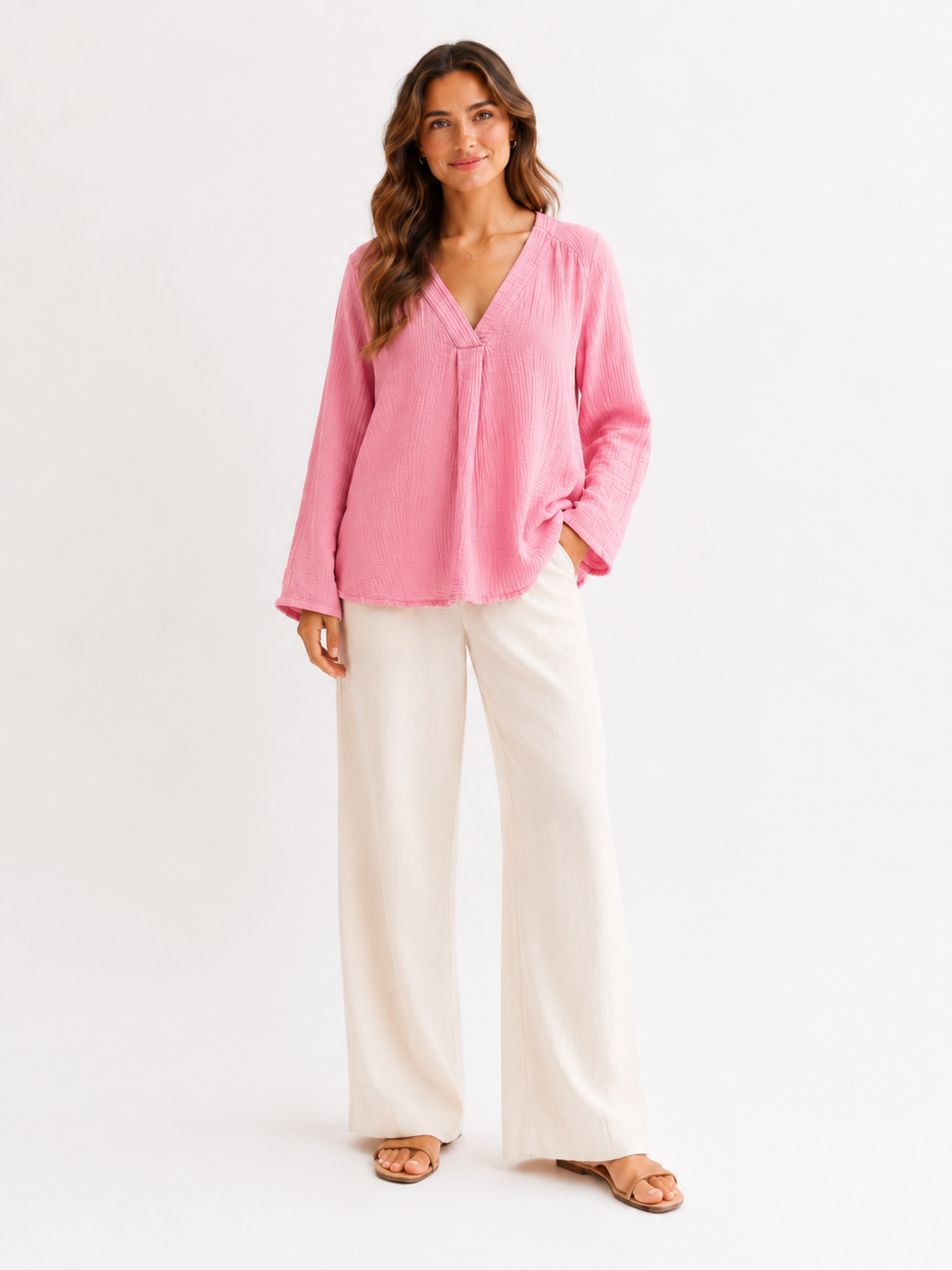 DressWithClass - Musselin Bluse - Pink