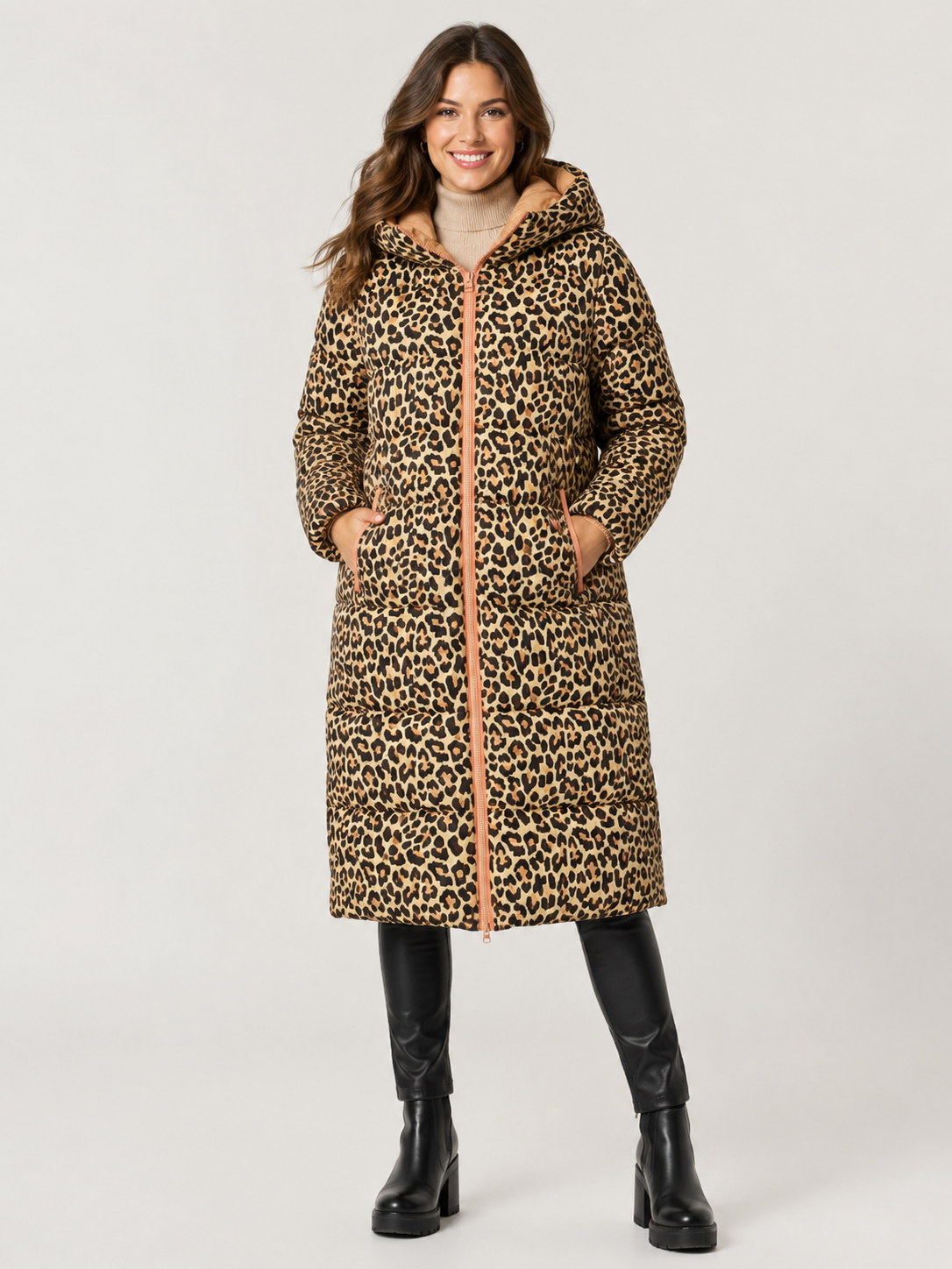 Zwillingsherz - Steppmantel / Steppjacke "Leo" - Beige/Orange
