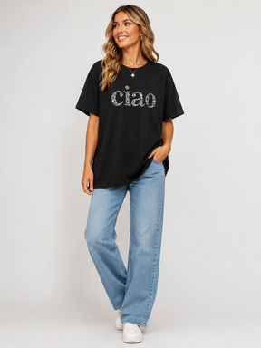 DressWithClass - T-Shirt Ciao Leo - Schwarz