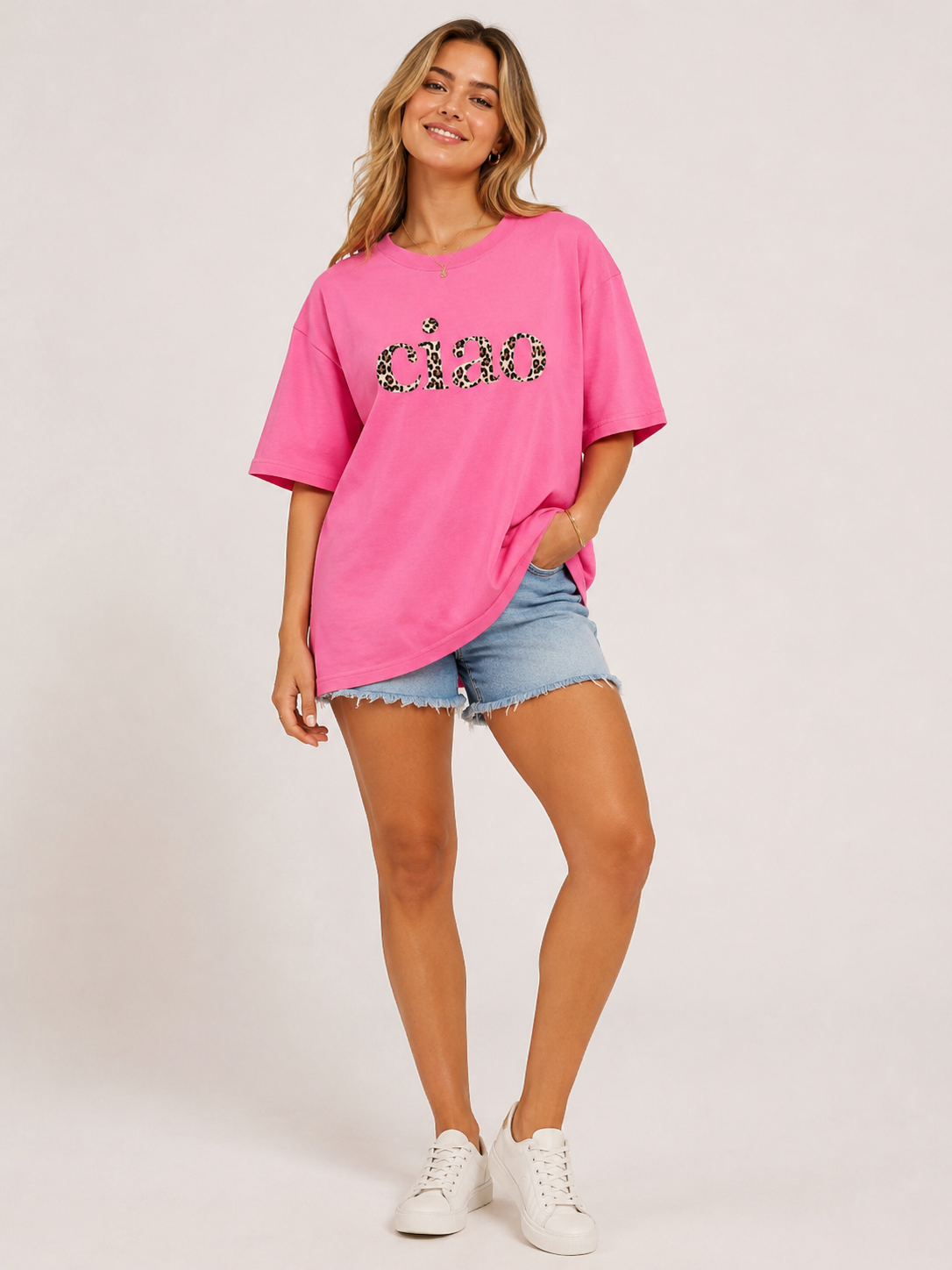 DressWithClass - T-Shirt Ciao Leo - Pink
