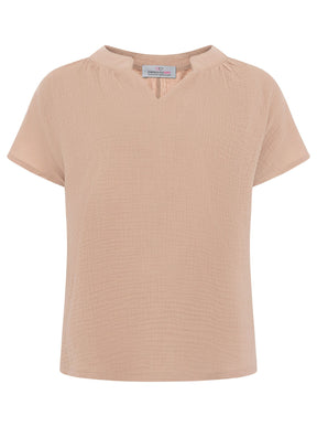 Zwillingsherz - Musselin Bluse Kurzarm - Taupe