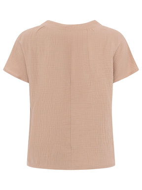 Zwillingsherz - Musselin Bluse Kurzarm - Taupe