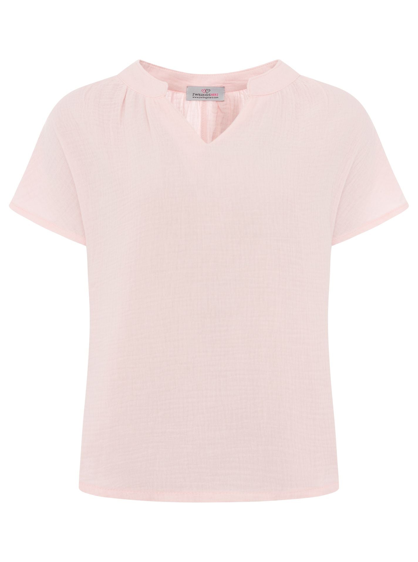 Zwillingsherz - Musselin Bluse Kurzarm - Rosa