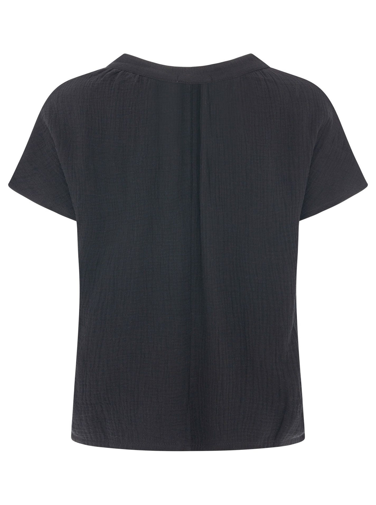 Zwillingsherz - Musselin Bluse Kurzarm - Schwarz