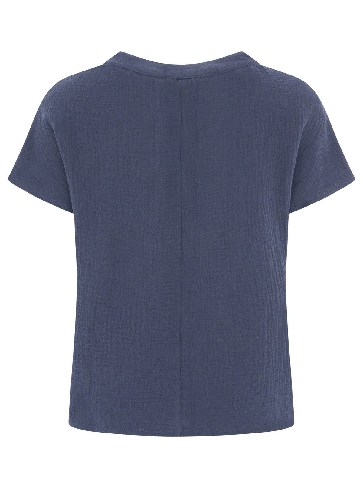 Zwillingsherz - Musselin Bluse Kurzarm - Navy