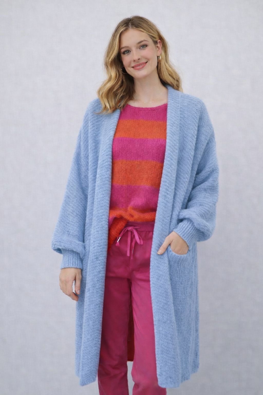 Flair Comfort Style - Strickjacke mit Taschen - Hellblau