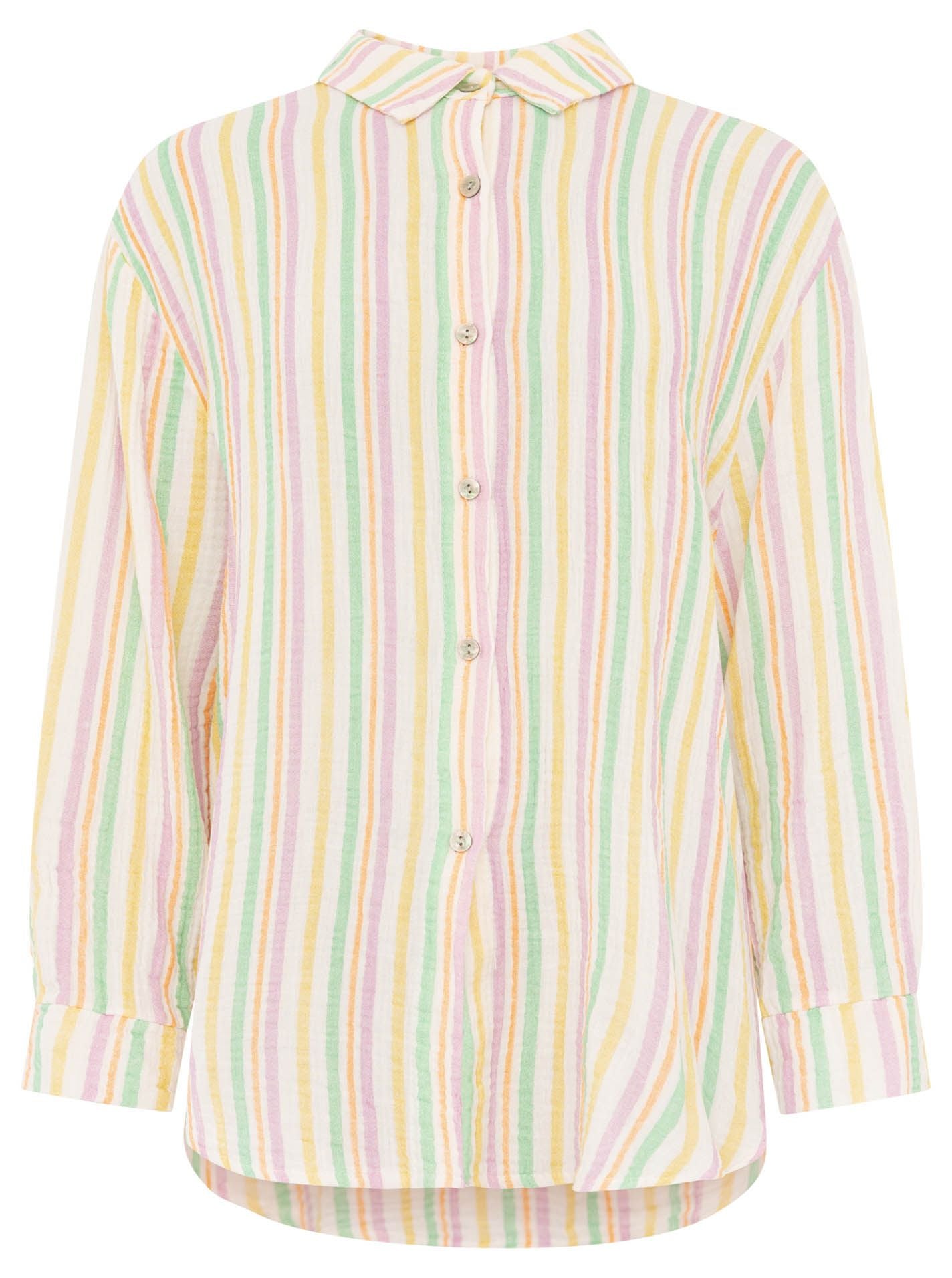 Zwillingsherz Musselin Bluse Neonstreifen - Gelb
