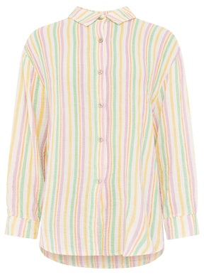 Zwillingsherz Musselin Bluse Neonstreifen - Gelb