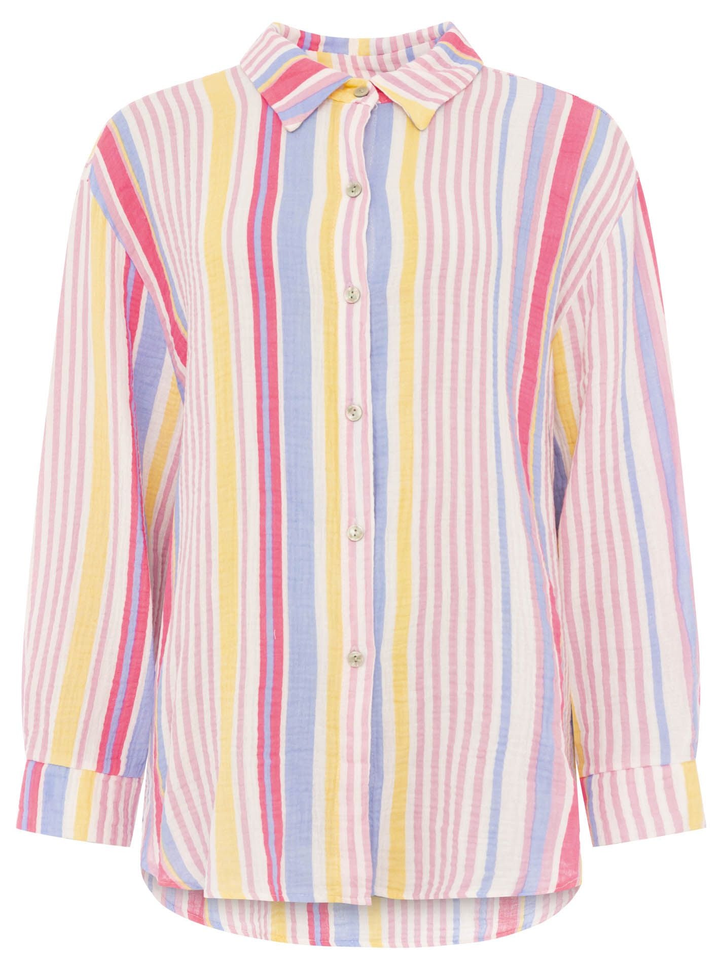 Zwillingsherz Musselin Bluse Neonstreifen - Lila