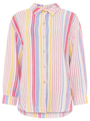 Zwillingsherz Musselin Bluse Neonstreifen - Lila