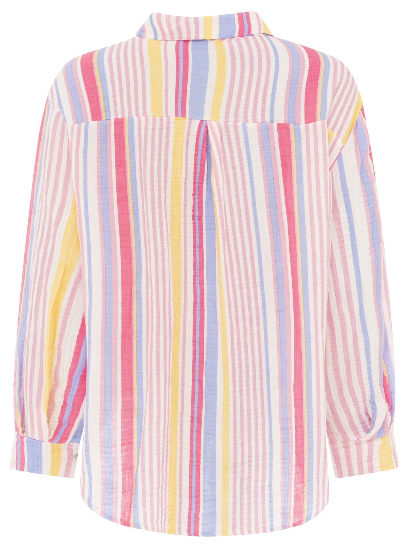 Zwillingsherz Musselin Bluse Neonstreifen - Lila