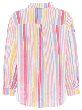 Zwillingsherz Musselin Bluse Neonstreifen - Lila