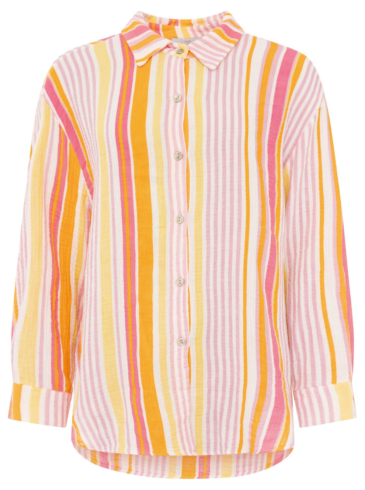 Zwillingsherz Musselin Bluse Neonstreifen - Pink