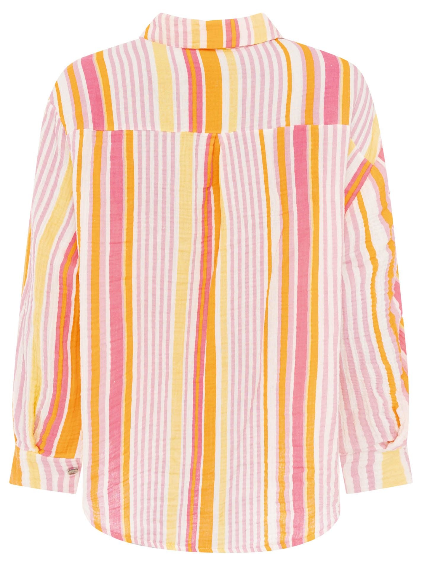 Zwillingsherz Musselin Bluse Neonstreifen - Pink