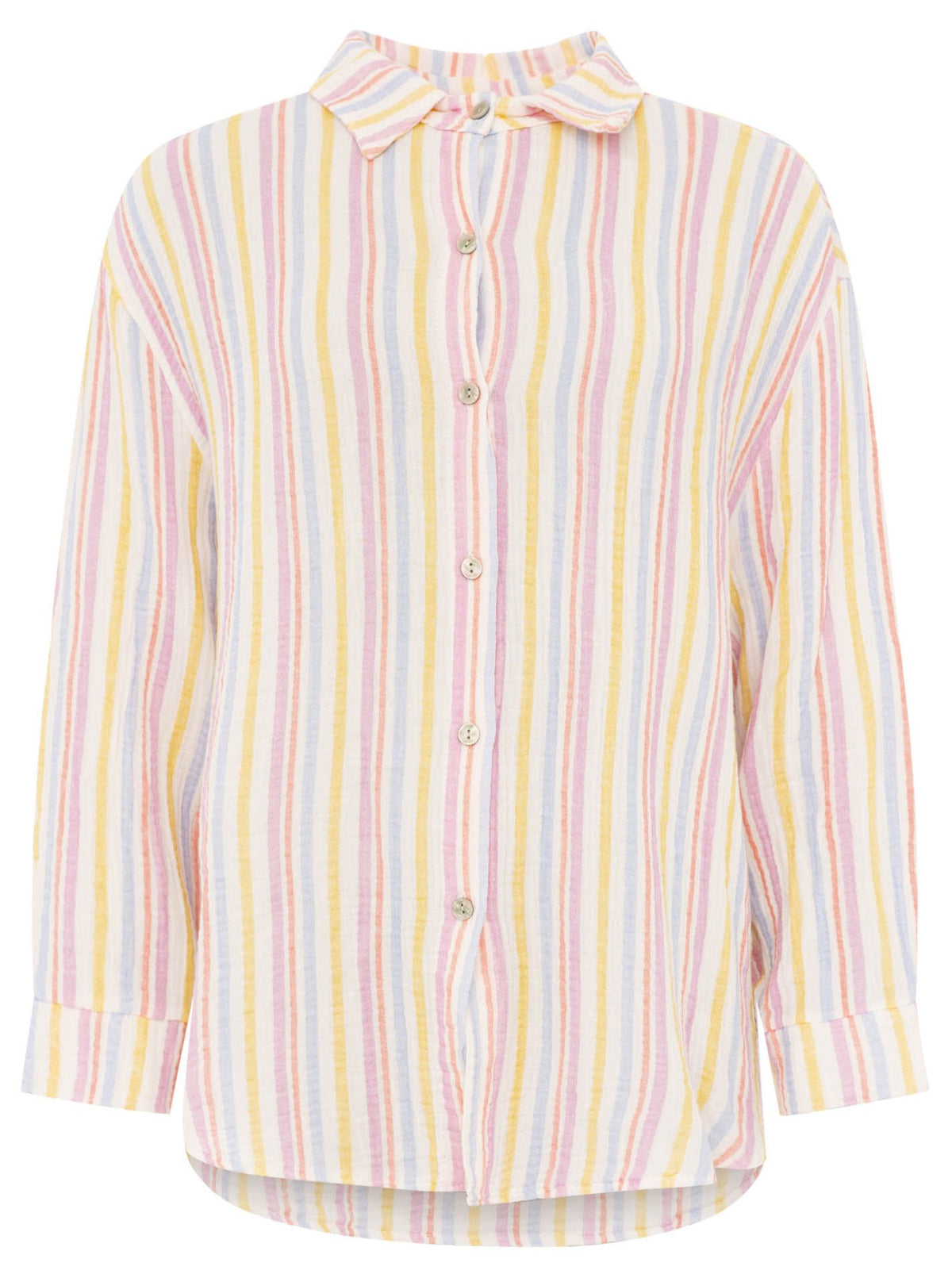 Zwillingsherz Musselin Bluse Neonstreifen - Rosa
