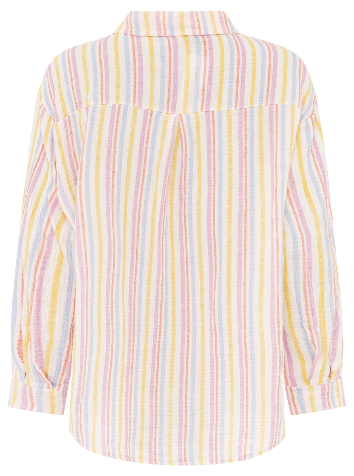 Zwillingsherz Musselin Bluse Neonstreifen - Rosa
