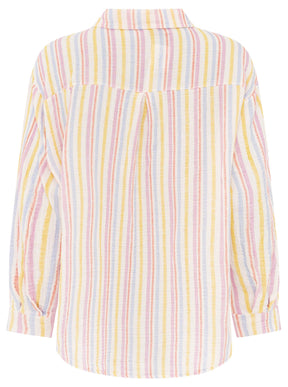 Zwillingsherz Musselin Bluse Neonstreifen - Rosa