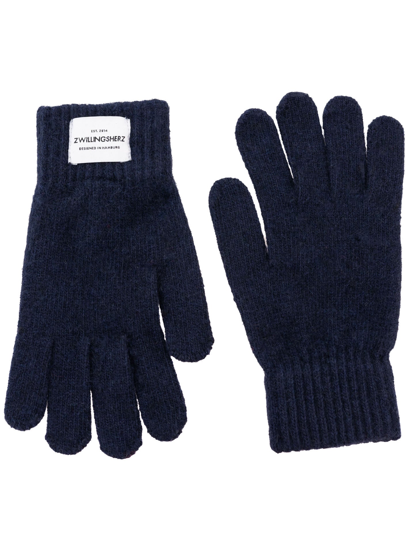 Zwillingsherz - Woll Handschuhe mit Kaschmir - Dunkelblau
