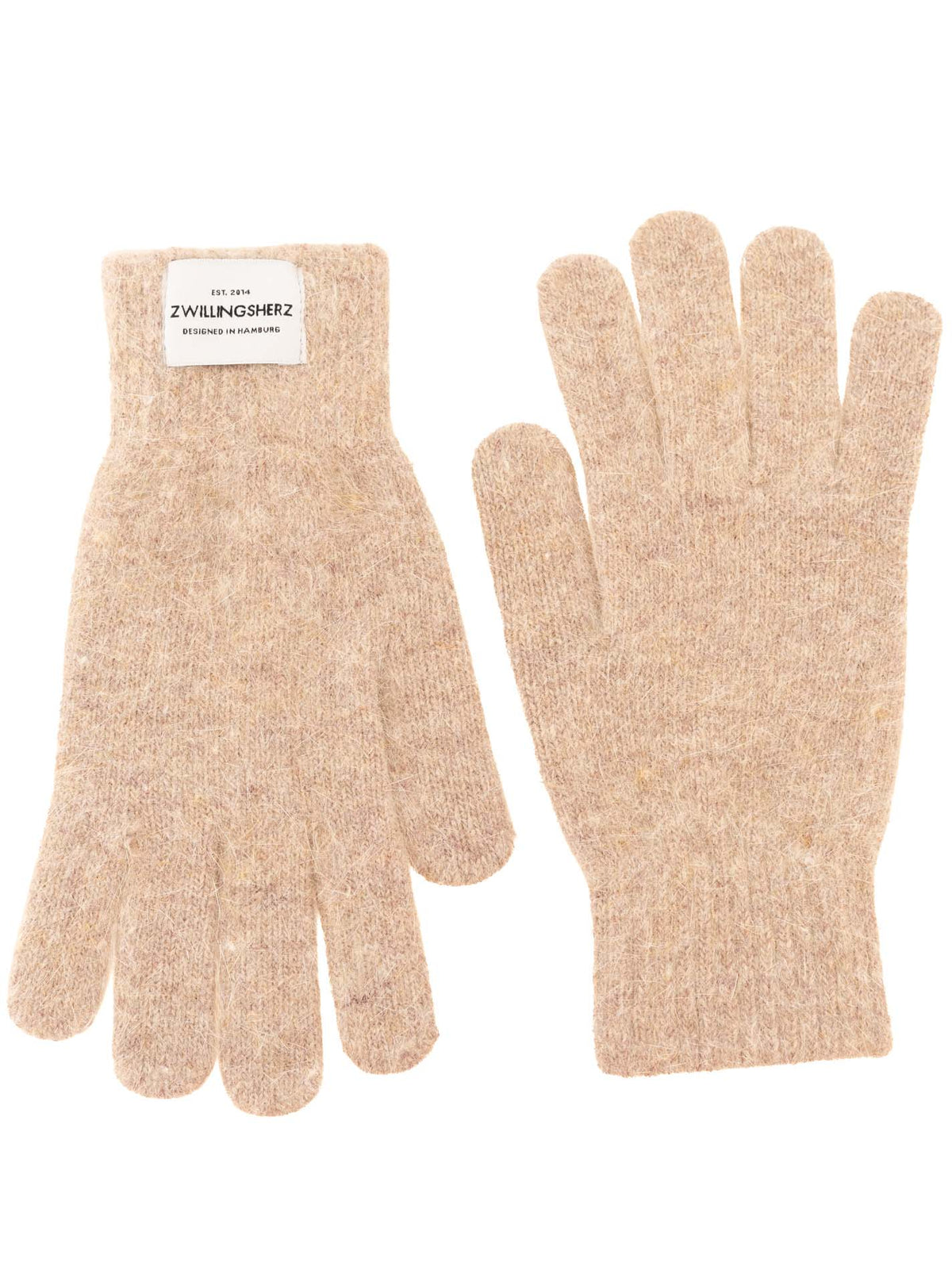 Zwillingsherz - Woll Handschuhe mit Kaschmir - Mittelbeige