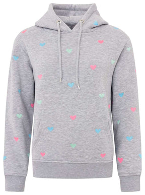 Zwillingsherz - Hoodie mit handgestrickten Herzen - Grau (Neu)