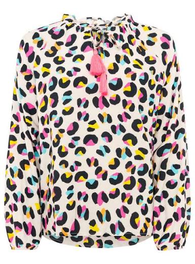 Zwillingsherz - Leo Langarm Bluse - Beige/Pink