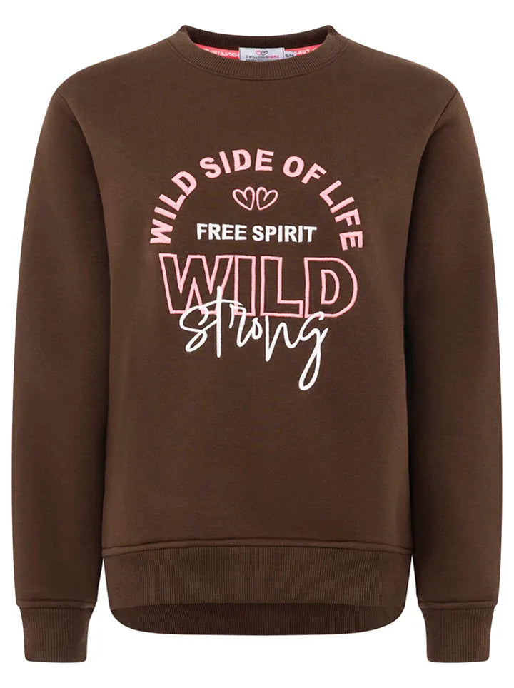 Zwillingsherz - Sweatshirt "Wild & Free" - Braun