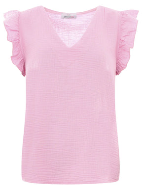 Zwillingsherz - Musselin Bluse Rüschen - Rosa