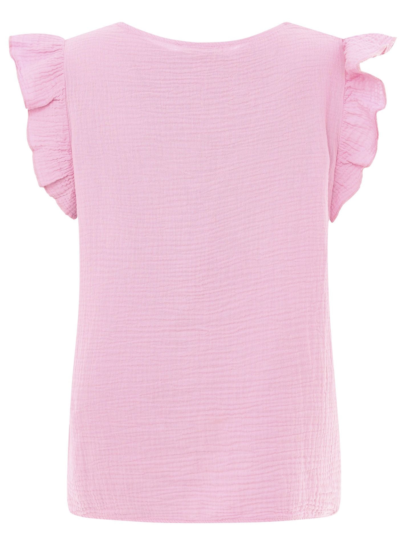 Zwillingsherz - Musselin Bluse Rüschen - Rosa