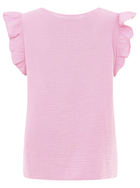 Zwillingsherz - Musselin Bluse Rüschen - Rosa