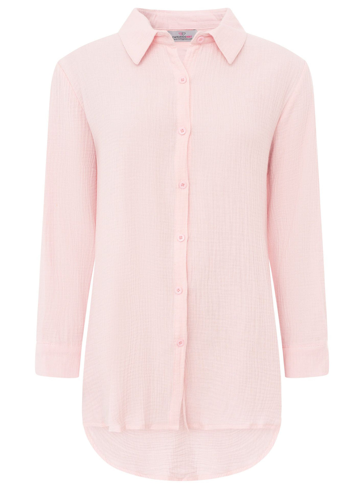 Zwillingsherz - Musselin Bluse Oversized mit Knopfleiste - Rosa