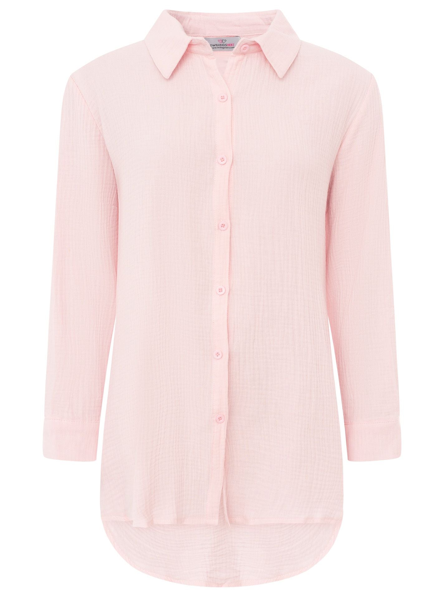 Zwillingsherz - Musselin Bluse Oversized mit Knopfleiste - Rosa