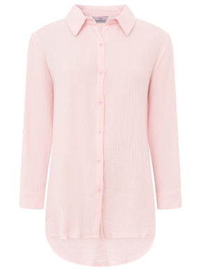 Zwillingsherz - Musselin Bluse Oversized mit Knopfleiste - Rosa