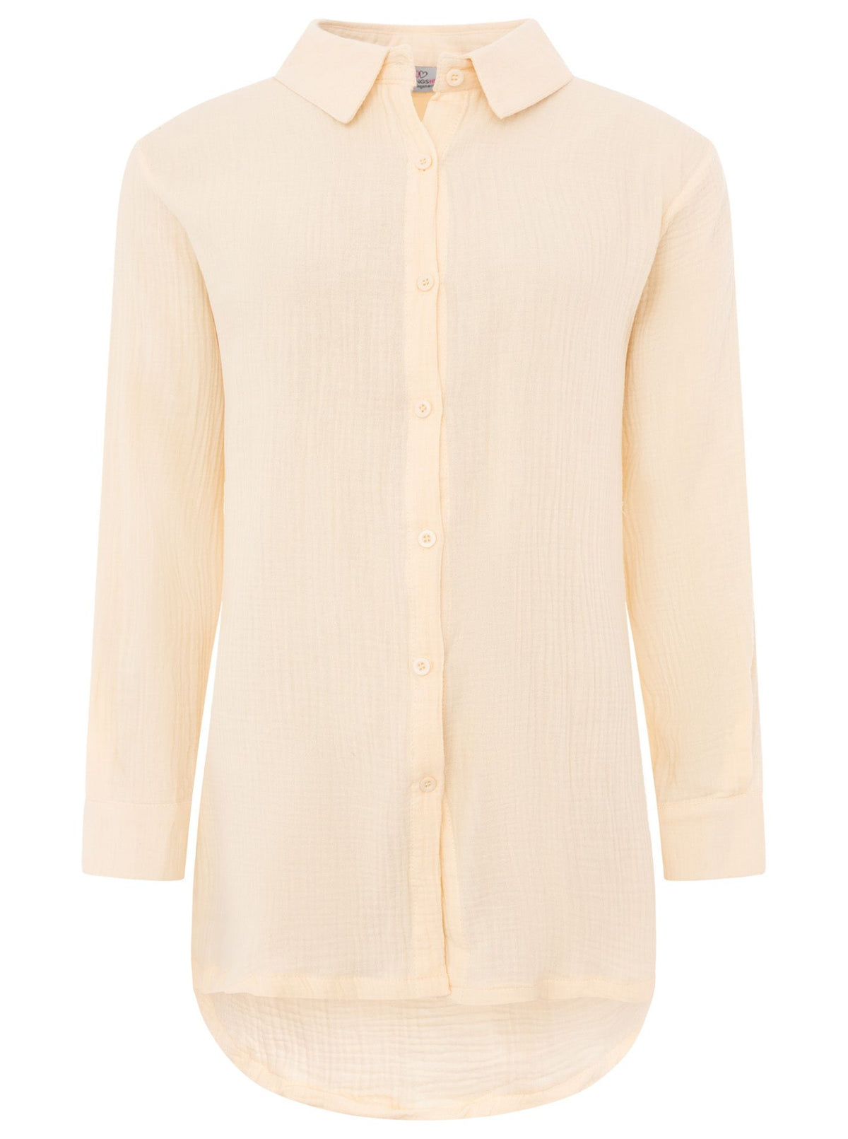 Zwillingsherz - Musselin Bluse Oversized mit Knopfleiste - Beige