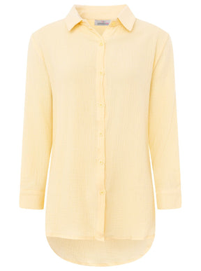 Zwillingsherz - Musselin Bluse Oversized mit Knopfleiste - Gelb