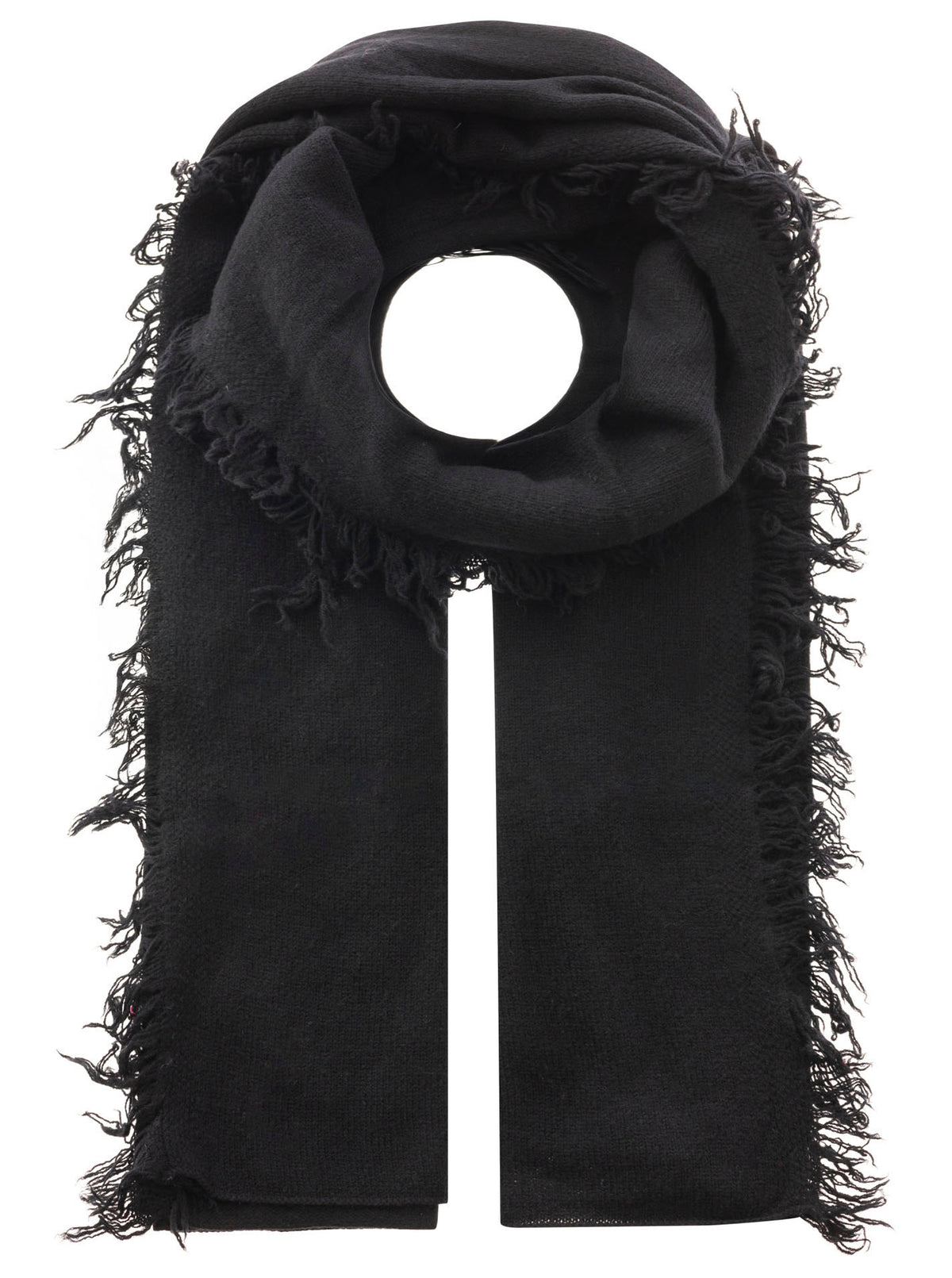 Zwillingsherz 100% Cashmere/Kaschmir Fransenschal - Schwarz