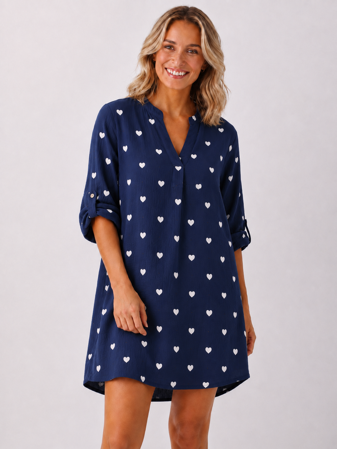 Zwillingsherz Musselin Kleid/Tunika Herz - Marine