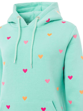 Zwillingsherz - Hoodie mit handgestrickten Herzen - Mint (Neu)