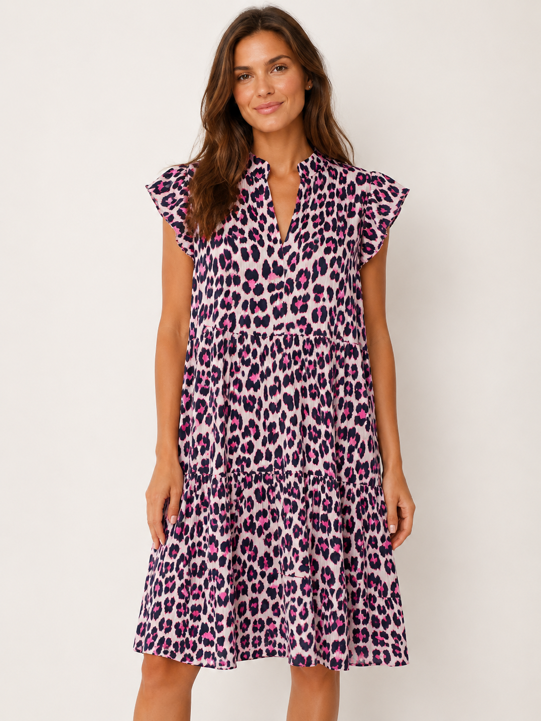 Musselin Kleid Leo - Pink/Schwarz
