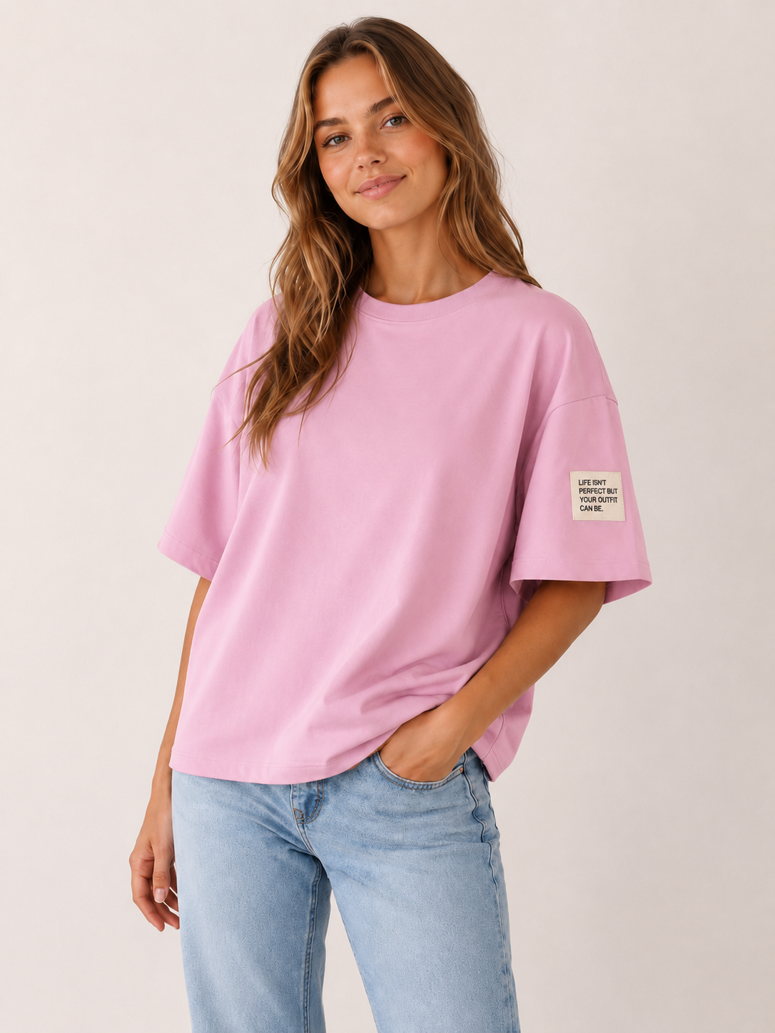 T-Shirt "Life isnt perfect but yout outfit can be" - Rosa