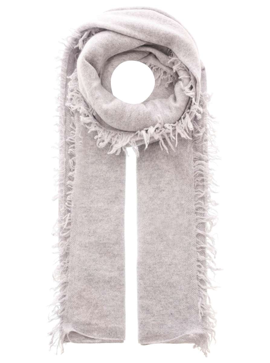 Zwillingsherz 100% Cashmere/Kaschmir Fransenschal - Hellgrau