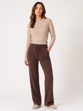 Zwillingsherz Kaschmir Hose "Cozy Wide Leg" (100% Cashmere) - Braun