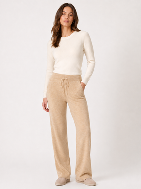 Zwillingsherz Kaschmir Hose "Cozy Wide Leg" (100% Cashmere) - Beige