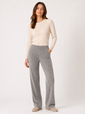 Zwillingsherz Kaschmir Hose "Cozy Wide Leg" (100% Cashmere) - Grau