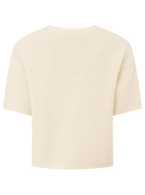 Zwillingsherz - Kurzarm Cardigan Cozy - Wollweiß