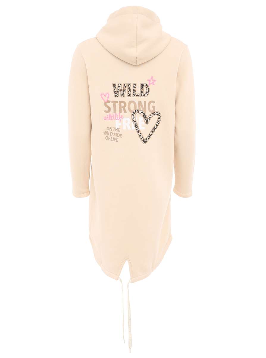 Zwillingsherz - Hoodiemantel "Leo Wild Strong Free" - Beige