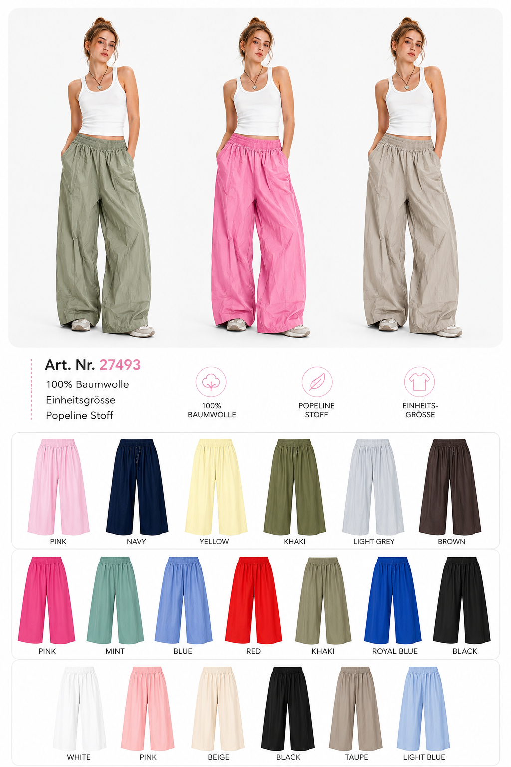 Flair - Lockere Popeline Hose mit Taschen