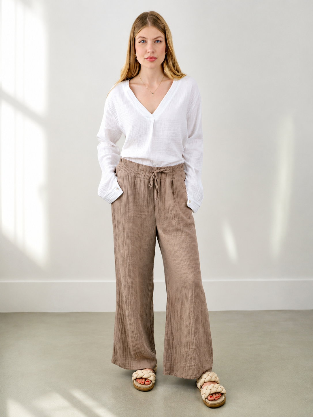 Musselin Hose - Taupe (SuperSale-keine Retoure)